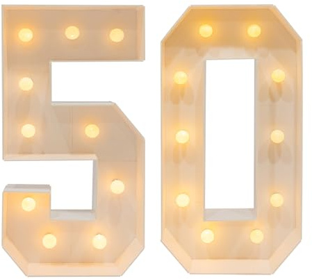 KKVUIIF – Lampada a LED con numeri 100 cm, numeri illuminati, luci notturne, luci calde, decorazione per feste di compleanno, matrimonio (50)