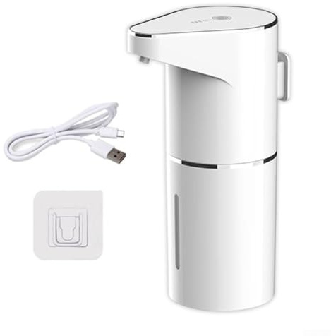 UrbanHui Dispenser di sapone elettrico touchless per bagno e cucina, 350 ml Dispenser automatico di sapone in schiuma con livelli di schiuma regolabili, ricaricabile tramite USB a rilevamento rapido