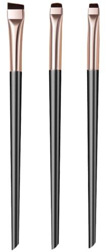 VINTORKY Juego de 3 Pinceles para Delineador de Ojos en Ángulo Pincel para Sombra de Ojos Kit Profesional en Negro y Dorado para Maquillaje de Precisión y Uso Diario