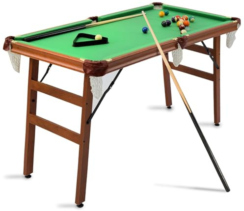 Homelikesport Fällbart biljardbord 14 m, grönt, trä, 140 x 74 x 80 cm, poolbord, snooker, bordsspel för 2–4 spelare