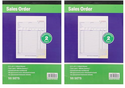 Sosoport Talonario de Facturas y Recibos A5 2 Unidades, Libro Autocopiativo para Seguimiento de Pedidos, Formulario de Pedido Minorista Resistente, Adecuado para Oficinas, Tiendas