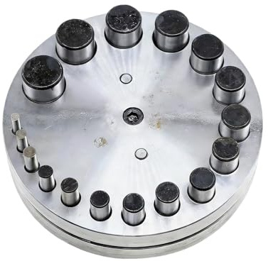 Cortador de discos - Herramienta Manual de Troquelado para Uso Rudo | 17 Piezas para Metal Latón, Oro, Plata, Cuero, Papel, Piedra, Adhesivos | para metal oro plata cuero papel piedra moneda collar pu