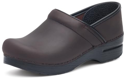Dansko Zoccoli professionali da donna, oliati, in pelle, (Antique Brown/Black), 38 EU