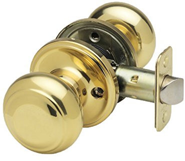 Copper Creek Pomelli per porte in ottone lucido, pomelli rotondi coloniali, confezione da 1, maniglia per passaggio interno, perfetta per il miglioramento della casa, si adatta a tutte le porte