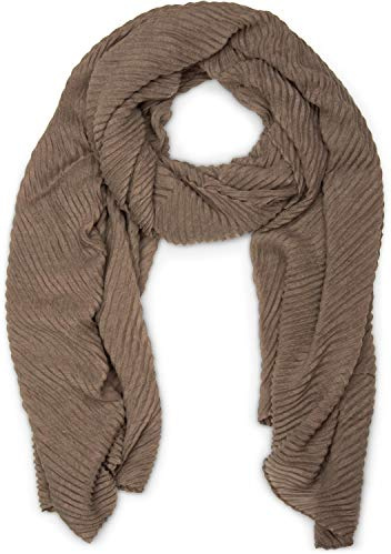styleBREAKER Damscarf i plisserad bomullsmix 96x192cm,Brun