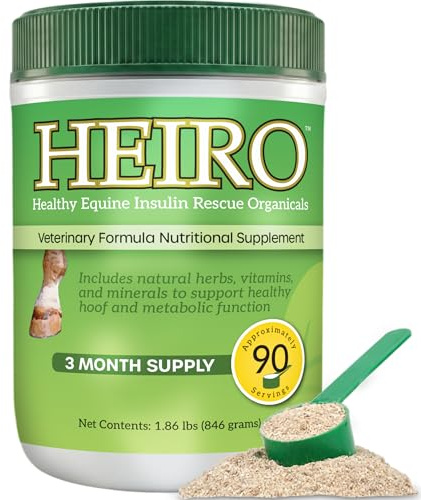 HEIRO Healthy Equine Nutritional Supplement for Horses, Herbal Blend with Magnesium and Vitamin E, Daily Metabolic Support Formula, Feed Powder, 90 Servings