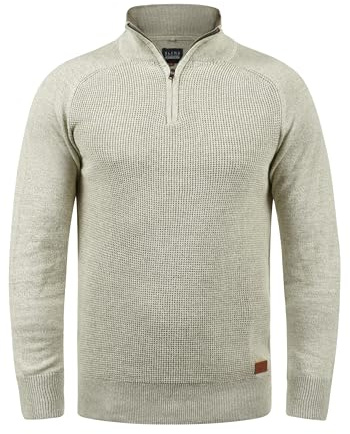 BLEND Ganbolf Jersey De Punto Troyer Suéter Sudadera De Punto Grueso para Hombre con Collar de Troyer De 100% algodón, tamaño:M, Color:Stone Mix (70813)