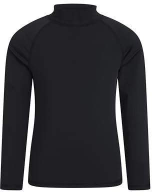 Mountain Warehouse Kids Rash Vest - UV Protection Rash Guard, Long Sleeves Childrens Rash Shirt, Flat Seams, Quick Drying, Stretch Fabric - Spring Summer, Swimming Black Kids Size 3-4 Years