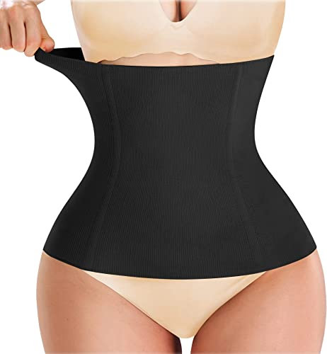 Gotoly Damen Unterbrust Korsett Bauchweg Waist Trainer Elastisch Postpartum Gürtel Postpartale Unterstützung Taillenmieder Bauch Taille Body Shaper (Schwarz, M)