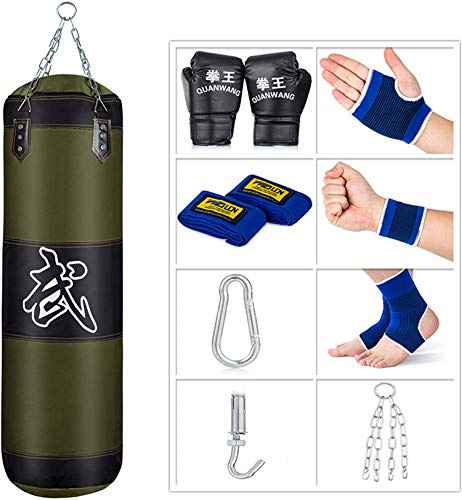 Sfeexun - Sacos de Boxeo para Colgar, Equipo de Boxeo para Gimnasio en Casa con Guantes, Cadena, Gancho de Techo para Entrenamiento Pesado para Adolescentes Y Adultos (Sin Relleno)