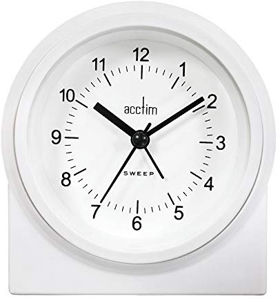 Acctim Archer 16212 Non-ticking Sweep Alarm Clock in White