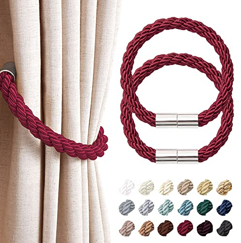 Pretty Jolly Lot de 2 embrasses magnétiques pour rideaux, style moderne et simple, embrasses décoratives en corde tressée pratiques pour rideaux fins ou épais, pour fenêtres de maison et de bureau