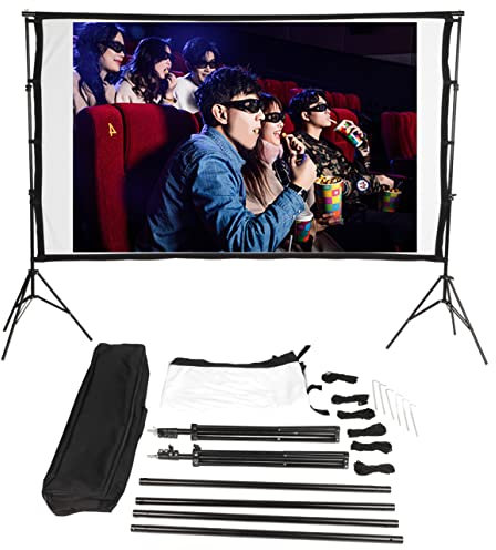 Schermo del proiettore con supporto Schermo di proiezione portatile da 120 pollici Schermo di proiezione per esterni 16:9 Adatto per presentazioni di ufficio per feste in cortile home theater