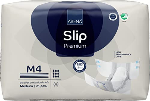 ABENA Slip Premium All-in-One Inkontinenzeinlagen für Damen und Herren, Eco-Labeled Damen-Inkontinenzeinlagen, Größe M 4, Taille 70-110 cm, Saugfähigkeit 3600 ml, 4 x 21 Stück