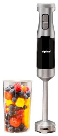 alpina Stabmixer HB6700F-N – Pürierstab mit Messbecher 700 ml – Hand Blender 1000 W – 2 Geschwindigkeiten und Turbo-Funktion – BPA-frei – Edelstahl – Schwarz/Silber