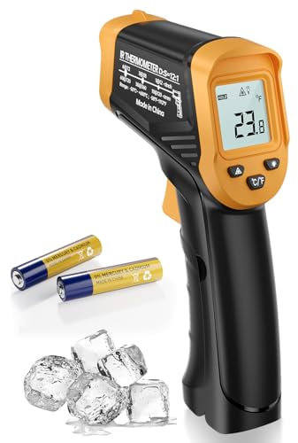 Eventek Thermometre Laser, -50 ° C ~ 600 ° C (-58 ° F ~ 1112 ° F) Thermomètre Infrarouge Sans Contact avec Emissivité Réglable, thermometre four a pizza pour Cuisine/BBQ/Industrie (Pas pour L'homme)