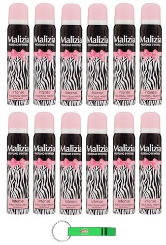 MALIZIA Donna Intense Lot de 12 déodorants en spray pour femme 100 ml + porte-clés Beni Culinari