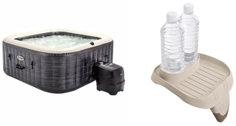 Intex - 28450EX - Pure Spa Bulles Ardoise 4 Places, Gris Ardoise & Porte Verre Pure Spa