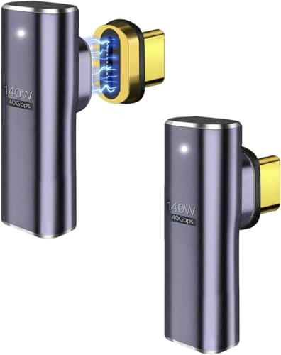 IVIVTOR Adaptador Magnético USB C - Paquete De 2 Magnetic USB C Adapter de Carga rápida de 140 W con transmisión de 40 Gbps Compatible con computadoras portátiles tabletas y teléfonos