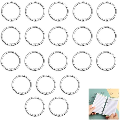 20 Stück Buchringe, Binderinge, Buchbinderinge, Karteikarten Ringe, Metall Ringe, Ringbuch Ringe, Metallringe, Für Scrapbook, Memo, Ablage Schlüsselanhänger, Bürobedarf (20mm)