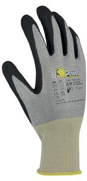 U-Power Rumba Guanti Da Lavoro Antifortunistica Supporto Nylon, Spandex E HPPE Spalmatura U-Bubble Nitrile Antitaglio C Protezione Rischi Meccanici Grigio 9/L