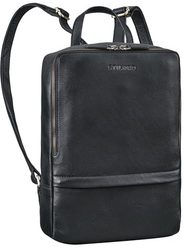STILORD 'Verona' Mochila Cuero Mujeres y Hombres Mediana, Mochila de Ciudad y Trabajo para Portátil de 13-13,3 Pulgadas, Backpack de Día de Piel Auténtica, Negro