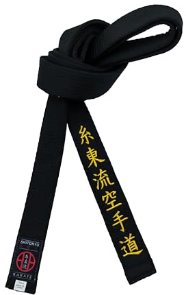 Shito-Ryu karate svart bälte 4 cm brett ungdom karate broderat japanskt bälte unisex (Gyllene ord, 340cm)