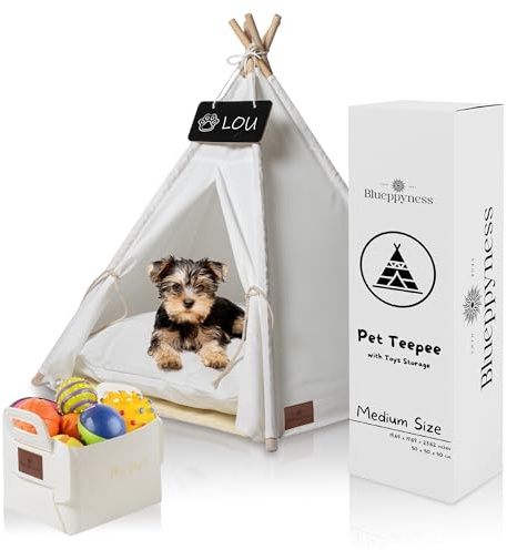 Blueppyness Pet Teepee Tent with Storage Bag Small Dog Beds Medium Sized Dog Up to 20 lbs Cat Beds for Indoor Cats Cama para Perros Pequeños Bunny House Indoor Bed Bunny Casa para Gatos