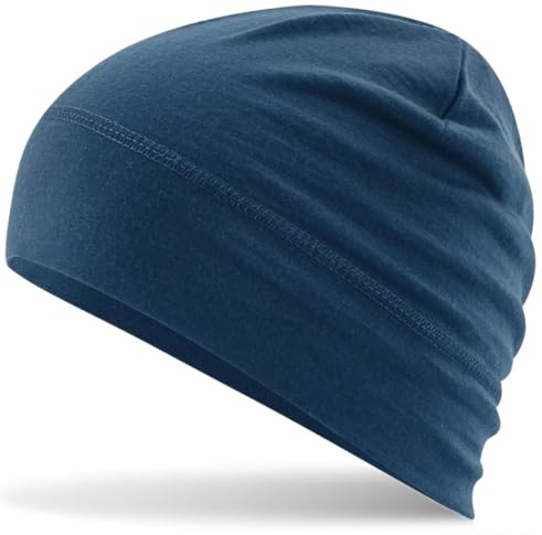 Hatstar Gorro de lana merino, 100% lana merino, unisex, transpirable, ligero y fino, azul marino, Talla única
