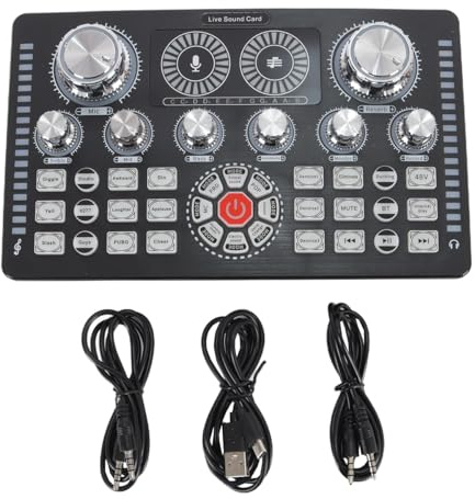 Alide Scheda audio Q7 Live, alimentazione Phantom a 48 V, riduzione del rumore di terza marcia per streaming live, podcast, voice over, canto, PC, smartphone