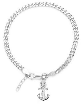 Pulsera de plata de ley 925 con colgante de ancla K4184