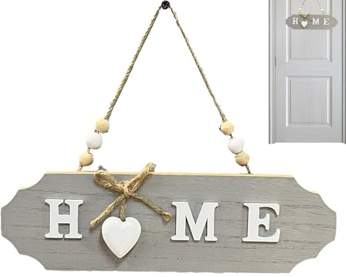 di benvenuto in legno – 30 x 20 cm ovale porta di casa, design rustico con lettere in stile rustico, ideale per posti di lavoro a casa, caffetterie, appartamenti, ingresso, decorazione da parete