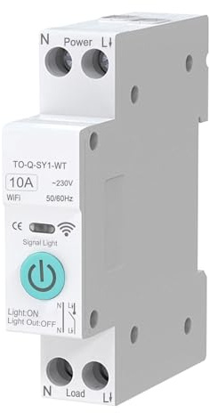 Interruttore intelligente WiFi, 1P+N 10A 230V Interruttore di controllo remoto wireless per la casa intelligente Timer Controllo vocale Compatibile con Smart Life TUYA APP Montaggio su guida DIN