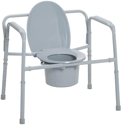 Drive Medical Bariatric Folding Commode for Bathroom Safety