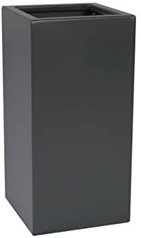 Pflanzkübel der GARTENSCHAU Baden-WÜRTT. L30x B30x H60cm aus Fiberglas in schwarz-anthrazit, Blumenkübel, Pflanztopf