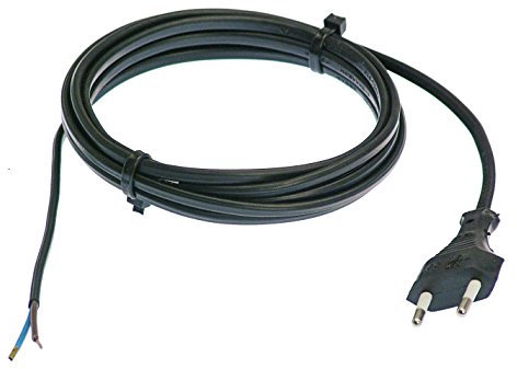 as - Schwabe Euro Cavo di collegamento da 1,5 m H03VVH2-F 2 x 0,75 mm – Spina Euro con cavo - 30 mm spela - IP20, Nero, 70642