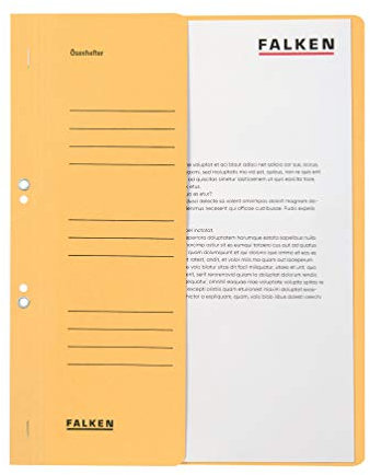 Original Falken 50er Pack Ösenhefter. Made in Germany. Aus Recycling-Karton mit halbem Vorderdeckel und kaufmännischer Heftung für DIN A4 chamois Hefter Sammelmappe Blauer Engel