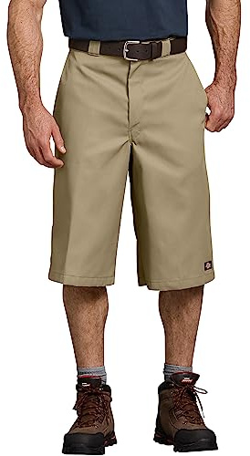 Dickies Men's 15 Inch Inseam Work Short with Multi Use Pocket Utility Pants, Khaki, 32