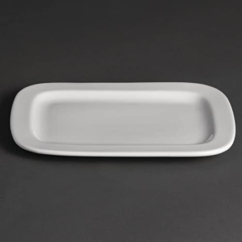 Olympia Whiteware Rounded Rectangular Plates 230X170mm Porcelain 12pc