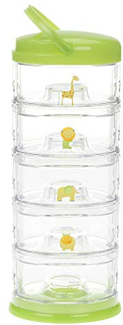 Innobaby Packin' Smart Stackable and Portable Storage System for Formula, Baby Snacks and More. 5 Stackable Cups in Lime Sorbet. BPA Free.