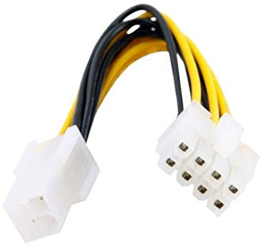 CY - Adaptador de alimentación ATX de 4 pines para placa base 8 pines EPS 12 V, amarillo 10 cm
