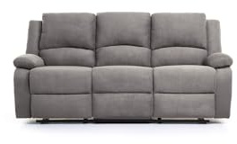LOUNGITUDE - DETENTE - Canapé de Relaxation 3 Places en Microfibre - Gris