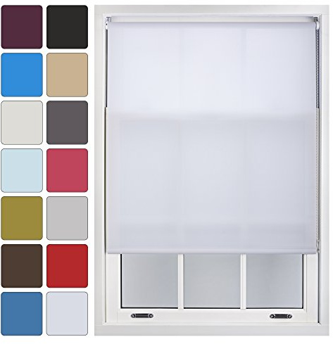 FURNISHED Blinds Window Custom Made to Measure Daylight Roller Blinds - Sheer Non-blackout Blind Opaque Fabric Shades Easy Fit Window Blinds, White up to 120W x 165H cm