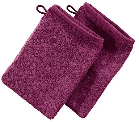 Möve Waschhandschuh Quadretti 2er-Pack Walk-Frottier Fuchsia Größe 15x20 cm