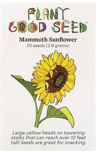 Plant Good Seed Organic Mammoth Sunflower Seeds - Pack of 20, Heirloom Seeds for Planting Flowers - Gardening Supplies, Wildflower, Flower Seeds to Plant Outside - Non-GMO, from USA