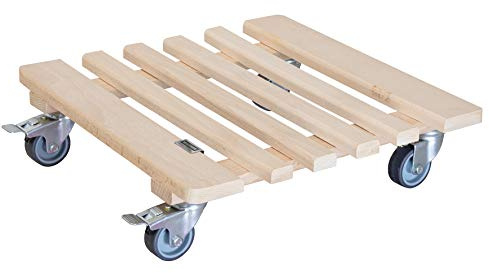 Wagner Soporte con Ruedas para Plantas Piano 38 x 38 x 10 cm I Carro para Flores de Interior I Madera Maciza FSC®, Haya Natural I 2 Frenos totales I Carga máx. 200 kg I 20032901
