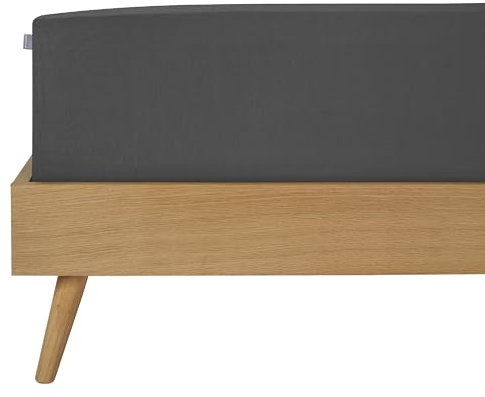 Schiesser Edeljersey Spannbettlaken Jessi | 100% gekämmte Baumwolle aus nachhaltiger Produktion | für Matratzen 180x200cm bis 190x200cm | Matratzenhöhe bis 22cm | Dunkelgrau | Anthrazit