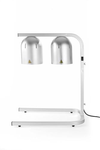 HENDI Wärmebrücke, Inkl. 2 Splitterfreie Infrarotlampen, Höhenverstellbar, Doppel, Warmhalten von Speisen, Speisenwärmer, 230V/500W, ﻿453x360x(H)590/790mm, Aluminium, Silber