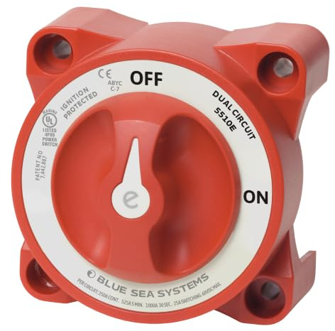 Blue Sea Systems 5510E E-Series Dual Circuit Batteribrytare, Röd
