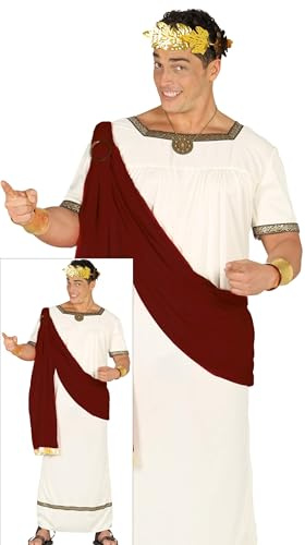 FIESTAS GUIRCA | Costume di Augusto Adulto (52-54/L) - Mantello e Tunica - Costumi da Romani e Greci per Halloween, Carnevale e Feste in Maschera - Granata e Beige